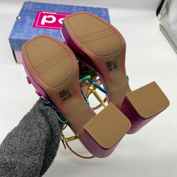 Pop Womens Kallie Heeled Sandals Pink Fuschia Multicolor Size 9.5M - Picture 6 of 12
